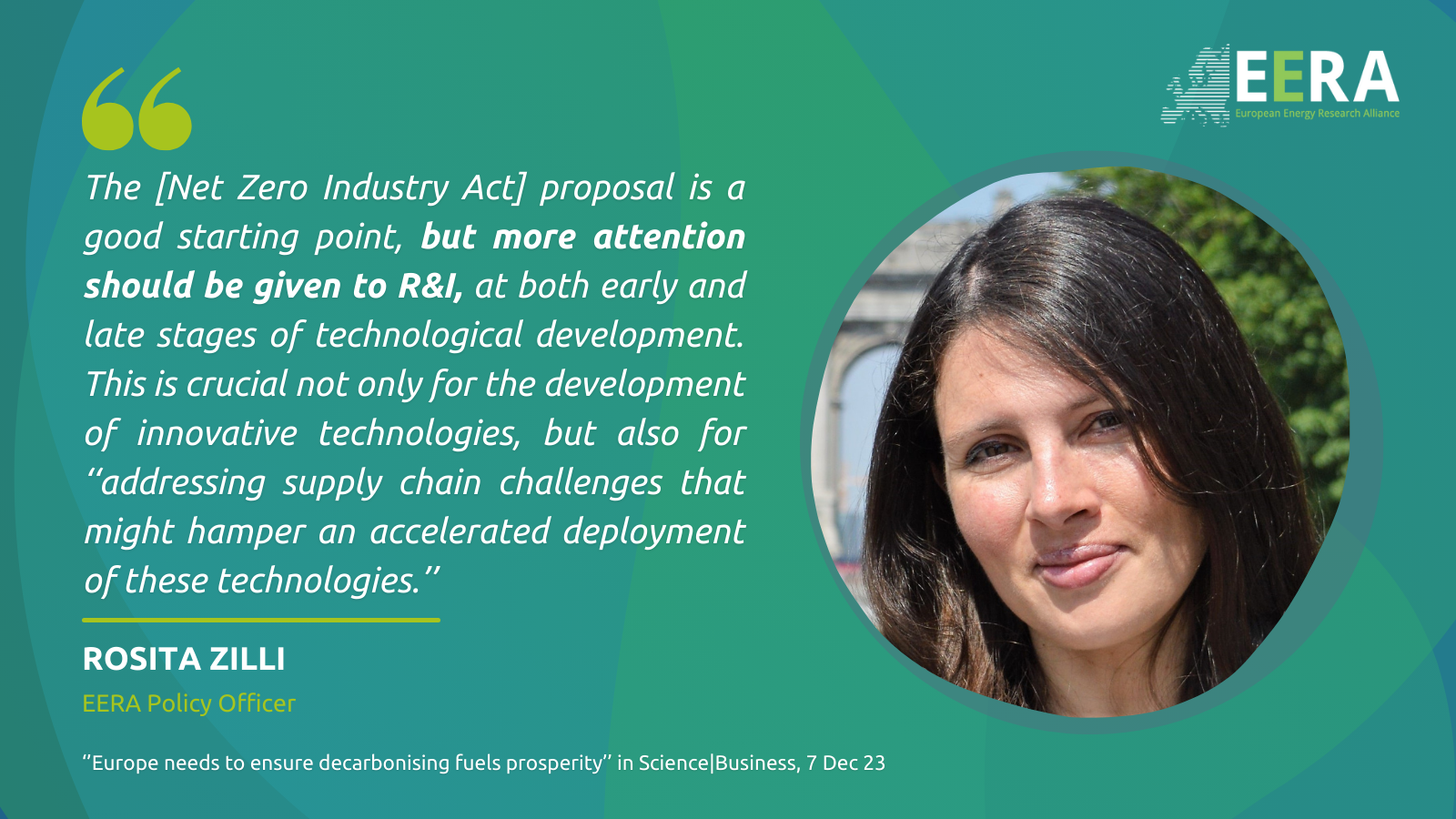EERA Senior Policy Officer underscores the importance of R&I in ensuring prosperous decarbonisation throughout Europe 